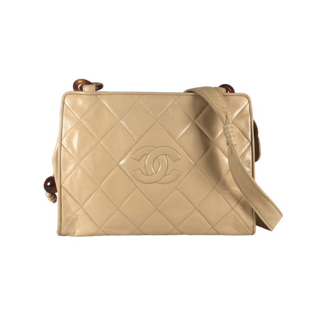 Chanel Vintage Crossbody Bag Beige Lambskin
